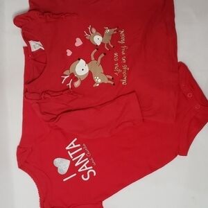 5/$30 H&M Deer Love Long Sleeve Ruffle + NWT Santa Aunt Onesie
